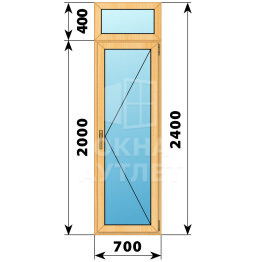 Стеклянная балконная дверь из сосны с фрамугой 700×2400 П ОА-59749