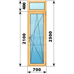 Стеклянная балконная дверь из сосны с фрамугой 700×2500 ПО ОА-59851