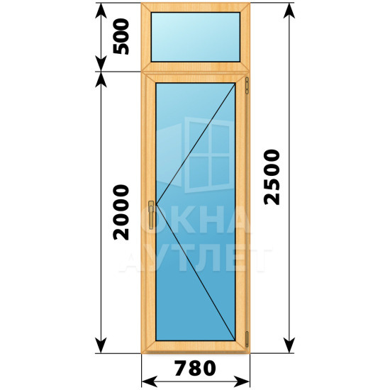 Стеклянная балконная дверь из сосны с фрамугой 780×2500 П ОА-60022