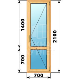 Стеклянная балконная дверь из сосны с импостом 700×2100 П ОА-59509