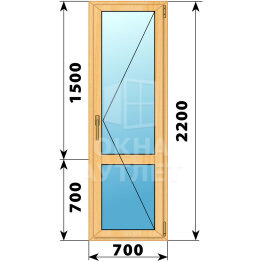 Стеклянная балконная дверь из сосны с импостом 700×2200 П ОА-62815