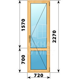 Стеклянная балконная дверь из сосны с импостом 720×2270 П ОА-62827