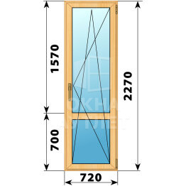 Стеклянная балконная дверь из сосны с импостом 720×2270 ПО ОА-59794