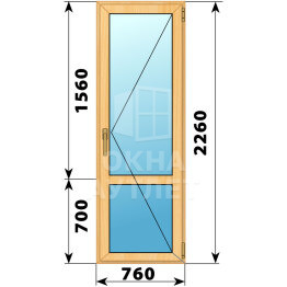 Стеклянная балконная дверь из сосны с импостом 760×2260 П ОА-59833