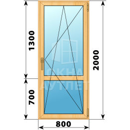Стеклянная балконная дверь из сосны с импостом 800×2000 ПО ОА-59710