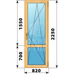 Стеклянная балконная дверь из сосны с импостом 820×2250 ПО ОА-59986
