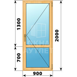 Стеклянная балконная дверь из сосны с импостом 900×2000 П ОА-59869