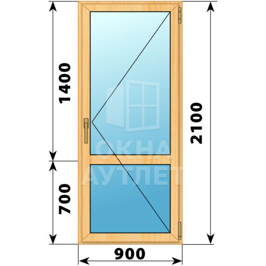 Стеклянная балконная дверь из сосны с импостом 900×2100 П ОА-59950