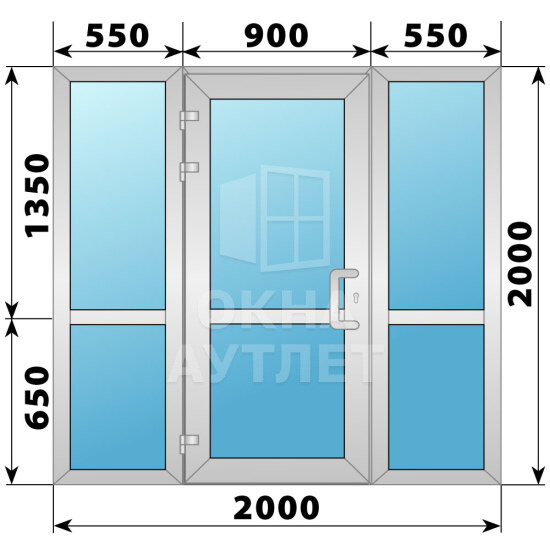 Теплая алюминиевая входная группа 2000×2000 №2 ОА-64495