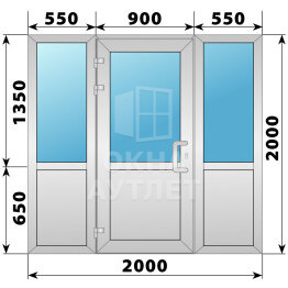 Теплая алюминиевая входная группа 2000×2000 ОА-63868