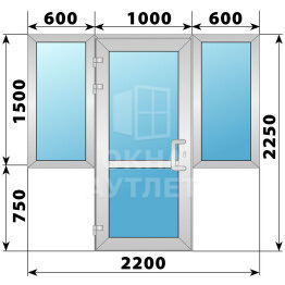 Теплая алюминиевая входная группа 2200×2250 ОА-66115