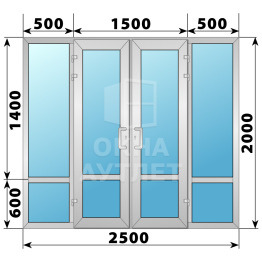 Теплая алюминиевая входная группа 2500×2000 ОА-66409