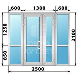 Теплая алюминиевая входная группа 2500×2100 ОА-66418