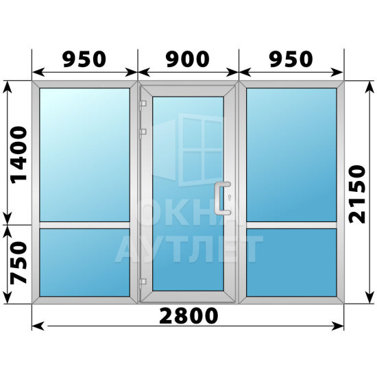 Теплая алюминиевая входная группа 2800×2150 ОА-63793