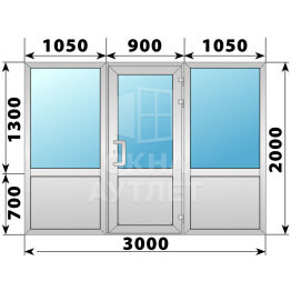 Теплая алюминиевая входная группа 3000×2000 ОА-64033
