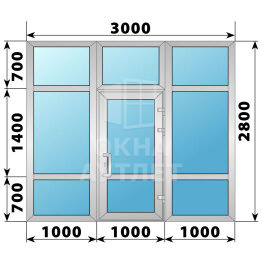Теплая алюминиевая входная группа 3000×2800 №2 ОА-66475