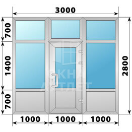 Теплая алюминиевая входная группа 3000×2800 ОА-64192