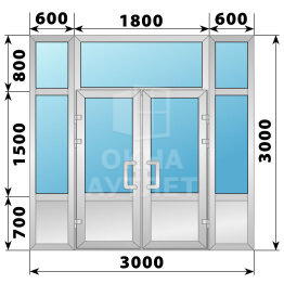 Теплая алюминиевая входная группа 3000×3000 №2 ОА-66490