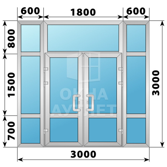 Теплая алюминиевая входная группа 3000×3000 ОА-66487