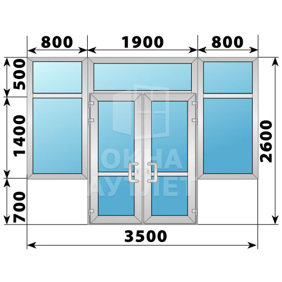 Теплая алюминиевая входная группа 3500×2600 ОА-66493
