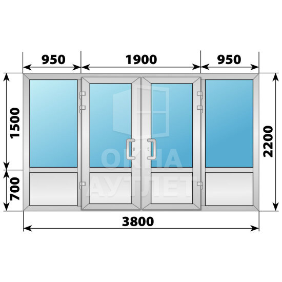 Теплая алюминиевая входная группа 3800×2200 №2 ОА-66472