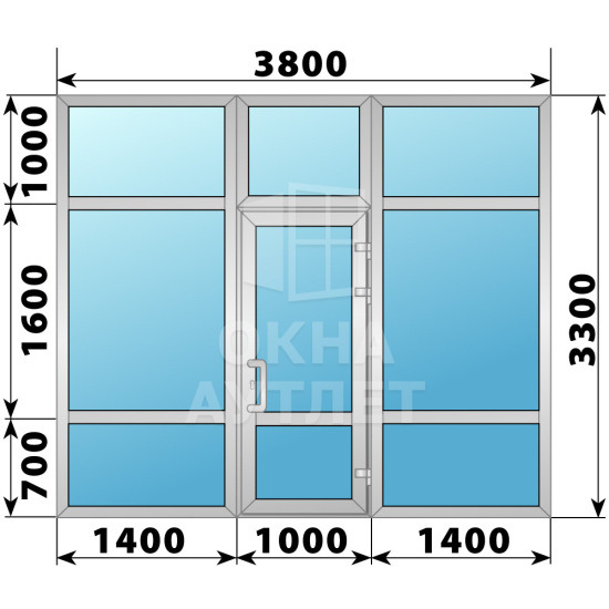 Теплая алюминиевая входная группа 3800×3300 ОА-66511