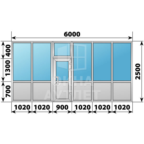Теплая алюминиевая входная группа 6000×3000 ОА-66538