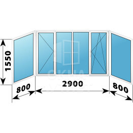 Теплое пластиковое остекление балкона КОПЭ 4500×1550 №2 ОА-55657