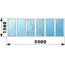 Теплое пластиковое остекление балкона Башня Смирновская 5000×1560 №3 ОА-55639