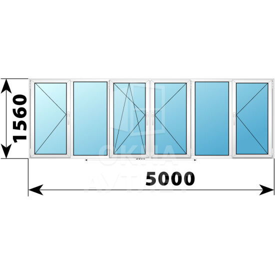 Теплое пластиковое остекление балкона Башня Тишинская 5000×1560 №3 ОА-55645