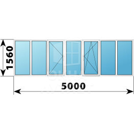 Теплое пластиковое остекление балкона Башня Вулыха 5000×1560 №2 ОА-55483