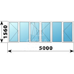 Теплое пластиковое остекление балкона Башня Вулыха 5000×1560 №3 ОА-55651