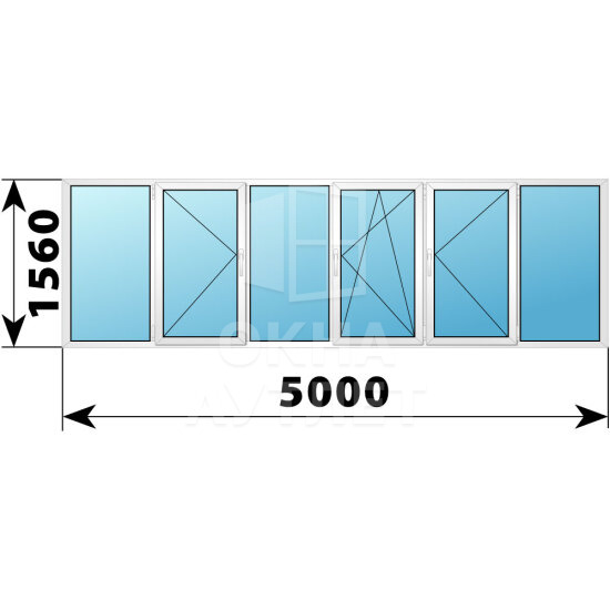 Теплое пластиковое остекление балкона Башня Вулыха 5000×1560 №4 ОА-55654