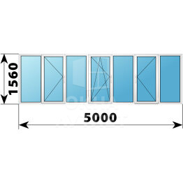 Теплое пластиковое остекление балкона Башня Вулыха 5000×1560 ОА-55648