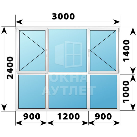 Теплое пластиковое панорамное остекление 3000×2400 №2 ОА-43743