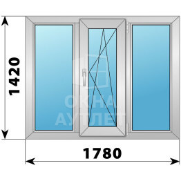 Трехстворчатое алюминиевое окно 1780×1420 Г-ПО-Г ОА-51677