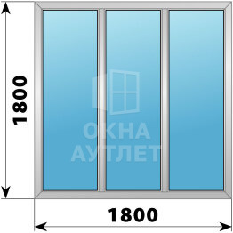 Трехстворчатое алюминиевое окно 1800×1800 Г-Г-Г ОА-51617