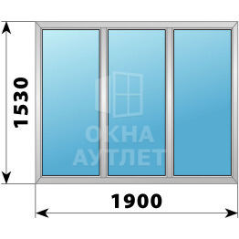 Трехстворчатое алюминиевое окно 1900×1530 Г-Г-Г ОА-51593