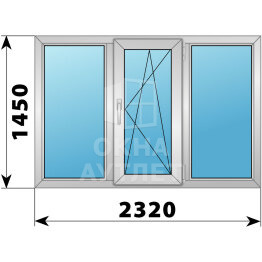 Трехстворчатое алюминиевое окно 2320×1450 Г-ПО-Г ОА-51767