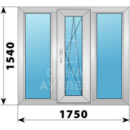 Трехстворчатое деревянно-алюминиевое окно 1750×1540 Г-ПО-Г ОА-50741