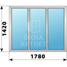 Трехстворчатое деревянно-алюминиевое окно 1780×1420 Г-Г-Г ОА-46884