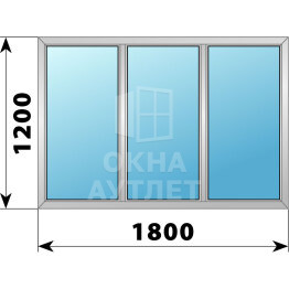 Трехстворчатое деревянно-алюминиевое окно 1800×1200 Г-Г-Г ОА-46524