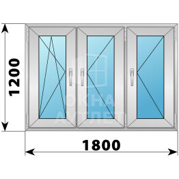 Трехстворчатое деревянно-алюминиевое окно 1800×1200 ПO-П-П ОА-50765