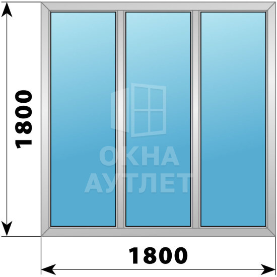 Трехстворчатое деревянно-алюминиевое окно 1800×1800 Г-Г-Г ОА-47487