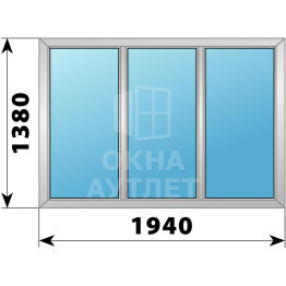 Трехстворчатое деревянно-алюминиевое окно 1940×1380 Г-Г-Г ОА-46983