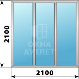 Трехстворчатое деревянно-алюминиевое окно 2100×2100 Г-Г-Г ОА-48138