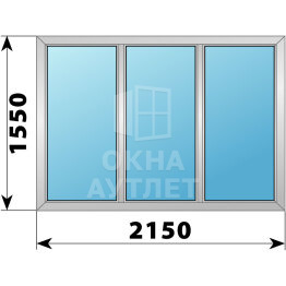 Трехстворчатое деревянно-алюминиевое окно 2150×1550 Г-Г-Г ОА-47472
