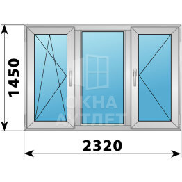 Трехстворчатое деревянно-алюминиевое окно 2320×1450 ПO-Г-П ОА-48090