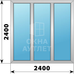 Трехстворчатое деревянно-алюминиевое окно 2400×2400 Г-Г-Г ОА-48621
