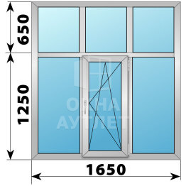 Трехстворчатое алюминиевое окно с глухой фрамугой 1650×1900 Г-ПО-Г ОА-51764